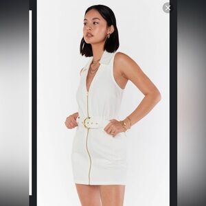 Show Me Your MuMu Ivory Belted Tank dress